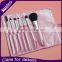 7pcs made of Syethetic Hair with PU Leather Roll Pouch (Pink) Brush Set