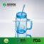 food grade plastic ps mateial sample free empty clear mason jar with handles