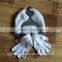 Hot Sell Fashion Embroidery Knitted Hat Suit With Scarf And Gloves
