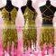 2015 fashion sexy yellow sequins women latin ballroom dress for competition