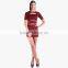 Wine Colored Solid Bodycon Dress For Ladies