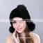 2015 Winter Natural Mink Fur Caps Genuine Mink Fur Knitted Hat Fashion Women Headwear