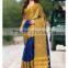 Heavenly Blue & Golden Color Combination Royal Drapes Cotton Blends Designer Sarees