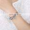 DIY Sterling Silver Love Heart Charms Bangle with Silver Clasp,18cm 19cm 20cm
