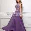 Sexy Beaded See Through Long Chiffon Purple Prom Dress Suzhou