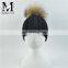 Wholesale New Fashion Hat With Raccoon Fur Ball Hand Knitted Baby Hat