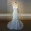 Charming Fish Style Applique Lace & Shinning Beads Croset Back Wedding Dress With Chapel Train