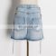 TWOTWINSTYLE Casual Patchwork Chian Denim Shorts Women High Waist Hollow Out Ripped Hole Tassel