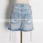 TWOTWINSTYLE Casual Patchwork Chian Denim Shorts Women High Waist Hollow Out Ripped Hole Tassel