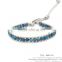 Baby blue crystal bead bracelet wrap leather XE09-0077