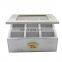 Wholesale white wooden tea set storage boxes with glass top