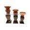 antique reactive glaze gold tall pillar ceramic candle stand holder set