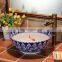 Jingdezhen Traditional Ice Plum Blossom Design Ceramic Bathroom Sink, Blue Sink