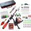 Telescopic Fishing Kits 1.1m Fiberglass Fishing Rod and Reel Combo with Tackle Box for Kids