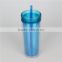 Mlife Double wall AS 16oz Drink Insulated Tumbler With Straw And Lid For Ice Cream