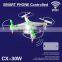 2015 newest phone control wifi 30 meters quadcopter with camera drone CX-30W with TX