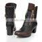 Italian women casual shoes boots brown and black women side zipper boots thick heel designer ankle boots