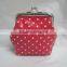 Promotional stylish printed poko dot clasp small silk/PVC backing coin purse with cheap price for girls