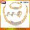 Heavy Indian Bridal Jewelry Set 18k Gold Plated Filled White Crystal Wedding Necklace Bracelet Earring Ring