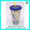600ml Custom V shape Plastic Straw Cup , Beverage Plastic Mug with Straw