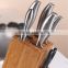 7 pcs stainless steel hollow handle kitchen knife set with bamboo block