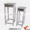 Set 2 Tin Drawer Square Antique Wooden Plant Stand