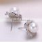 Christmas gift rhodium color pearl earring designs, double sided pearl earring
