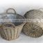 100%Handmade plastic lined grey wicker baskets for plants with leather handles
