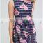 Floral Print pattern Stripe Organza Sleeveless Dress/women dress/clothing