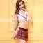 New womens lady naughty school girl Deep-Vneck tops and Fancy dress party outfit lingerie