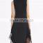 Customized Lady Apparel Modern Luxurious Black Satin Knee-length Dress(DQM044D)