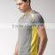 Men Grey Solid Mandarin Collar T-Shirt Custom Grey Yellow Solid Waist Length Sport Tees 100% Polyester Keeps Fresh Material
