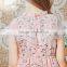S60729B 2017 Printed Lace Neckline Children Floral Sleeveness Dress