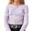 2017 OEM Sheer Minimal-femme Long Sleeves Ruched Fancy Blouse