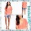 Latest Style Fashion Designs Color Dyed Sexy Girl's Soft Cotton Super Deep V Neck T-Shirts