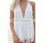 Top quality white two piece navel revealing latest women fashion nighty dress