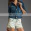 Wholesale Long Sleeve Denim Jacket Button Wash Light Blue Oversize Women Denim Jacket