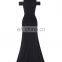 Kate Kasin Full-Length Cap Sleeve Long Black High Split Prom Dress KK001017-1