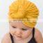 11colors Europe style organic cotton solid color rabbit ear bowknot baby turban hat free choose