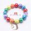 Girl Rainbow bracelet Children Colorful Beads with alloy pendants Girl Gift 9Colors