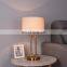 Nightstand Lamp Linen Fabric Shade Desk Lamp Golden Wrought Iron Table Light