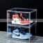 All Clear shoe display box side open door organizer transparent stackable magnetic custom  plastic sneaker acrylic shoe box