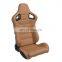Customized Logo Beige Body Stitch Reclinable PVC Leather Back Kevlar Leather With Double Sliders Car Race Seats
