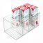 Clear Plastic Food Storage Bin Organizer with 4 Compartments for Kitchen Cabinet, Pantry, Shelf, Drawer, Fridge, Freezer Organization