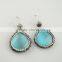 LFD-062E Wholesale Mixed Color Cat's Eye Stone Pave Rhinestone Crystal Dangle Earrings Jewelry Finding