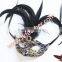 Black Cock Feather Venetian Mask For Sale