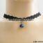 Black Leather Pendant Choker Necklace