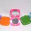 Plastic round pocket makeup mirror with led light