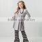 Baby Girl Boutique Plain Top With Stripe Pants Clothing Sets