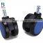 best-selling cheap 60mm nylon blue 360 swivel double furniture casters